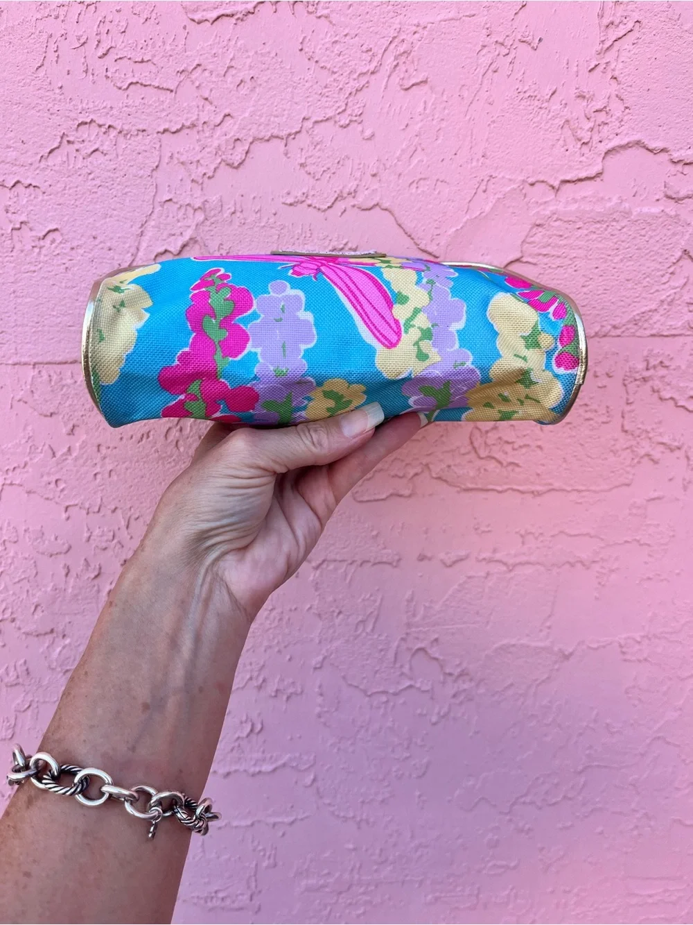 Lilly Pulitzer Estée Lauder Collaboration Make Up Cosmetic Bag Floral Dragonfly